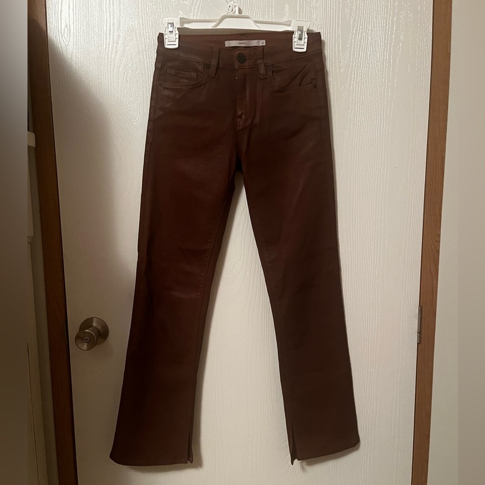 Hudson Nico Mid-Rise Skinny Ankle Jean Slit Hem coated tortoise shell 25
